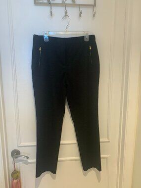 Anne Klein Black Pants Gold Zippers/Hardware Size 10